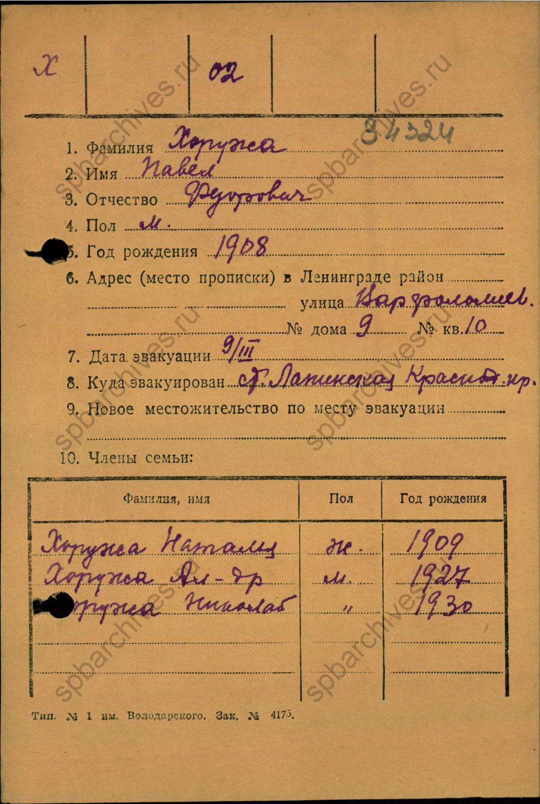 Карточка, сторона 1